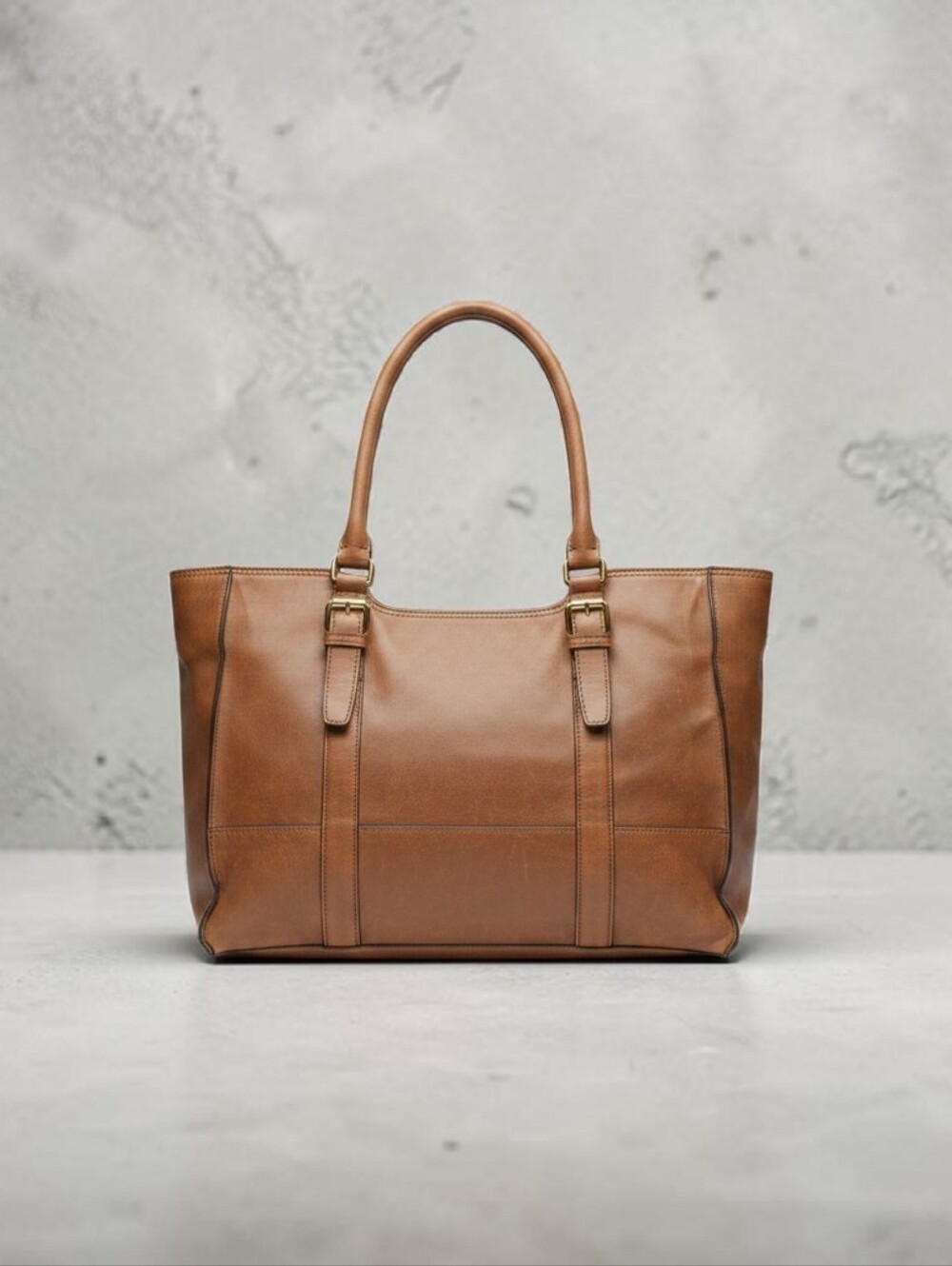 Classic Tan Leather Tote Bag